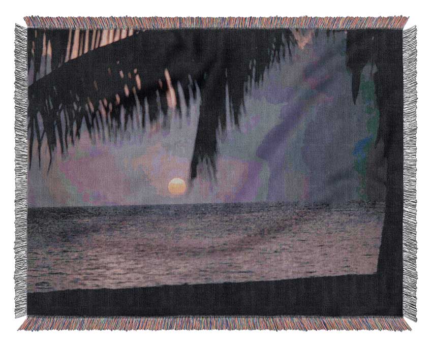 Pink Sun Sunset Woven Blanket