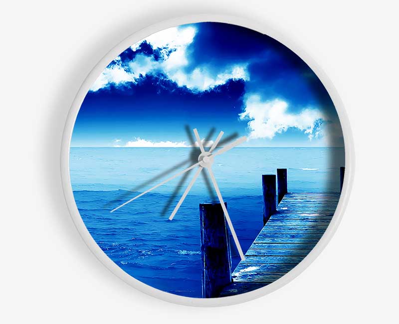 Boardwalk Ocean Blues Clock - Wallart-Direct UK