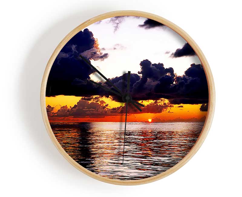 Golden Yellow Ocean Clock - Wallart-Direct UK