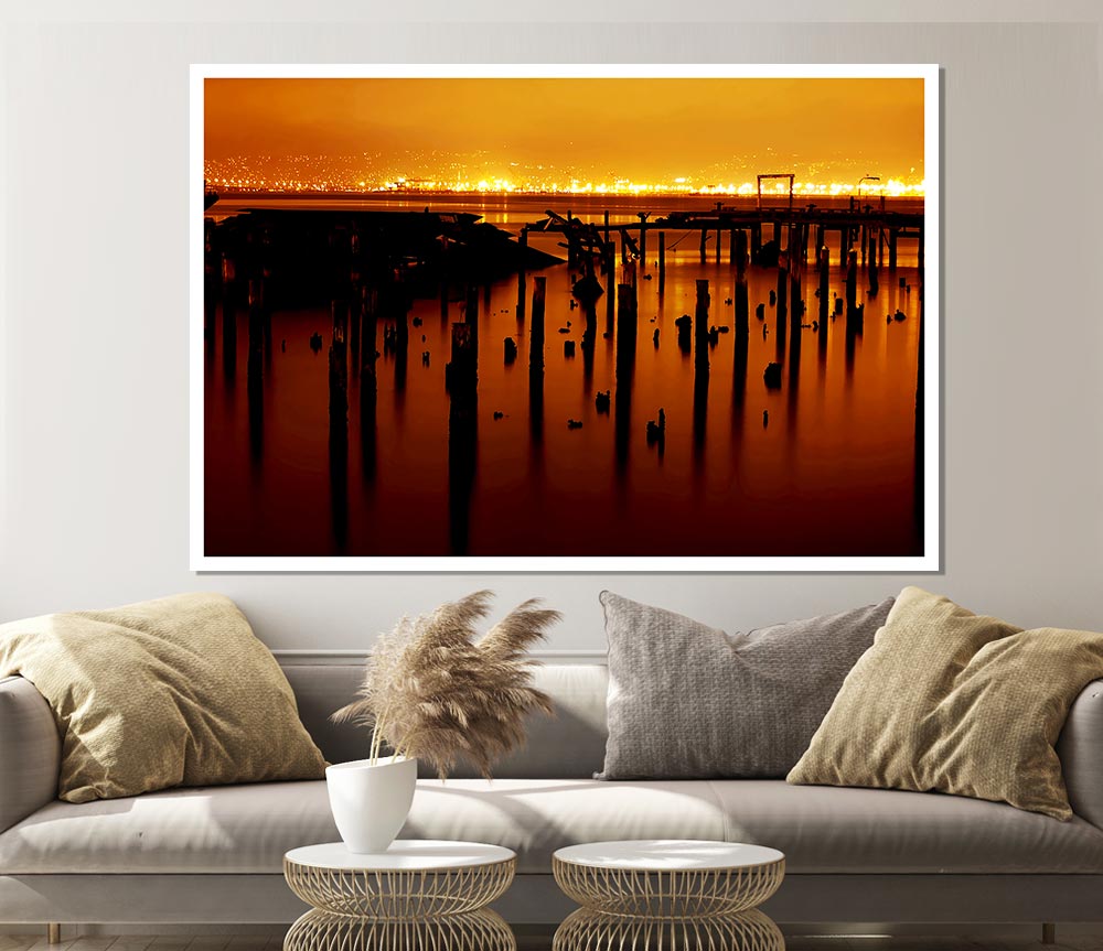 Golden Lake Horizon Print Poster Wall Art