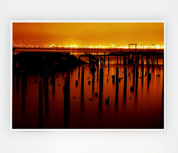 Golden Lake Horizon Print Poster Wall Art