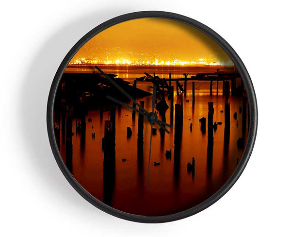 Golden Lake Horizon Clock - Wallart-Direct UK