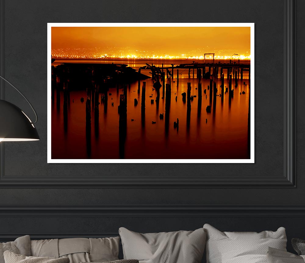 Golden Lake Horizon Print Poster Wall Art