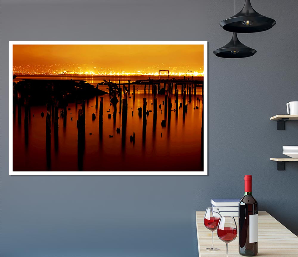 Golden Lake Horizon Print Poster Wall Art