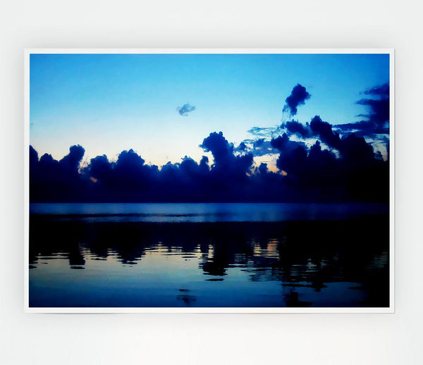 Blue Ocean Skies At Daybreak Print Poster Wall Art