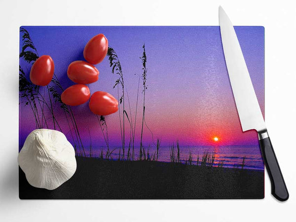 Red Sunset Over The Purple Lake Glass Chopping Board