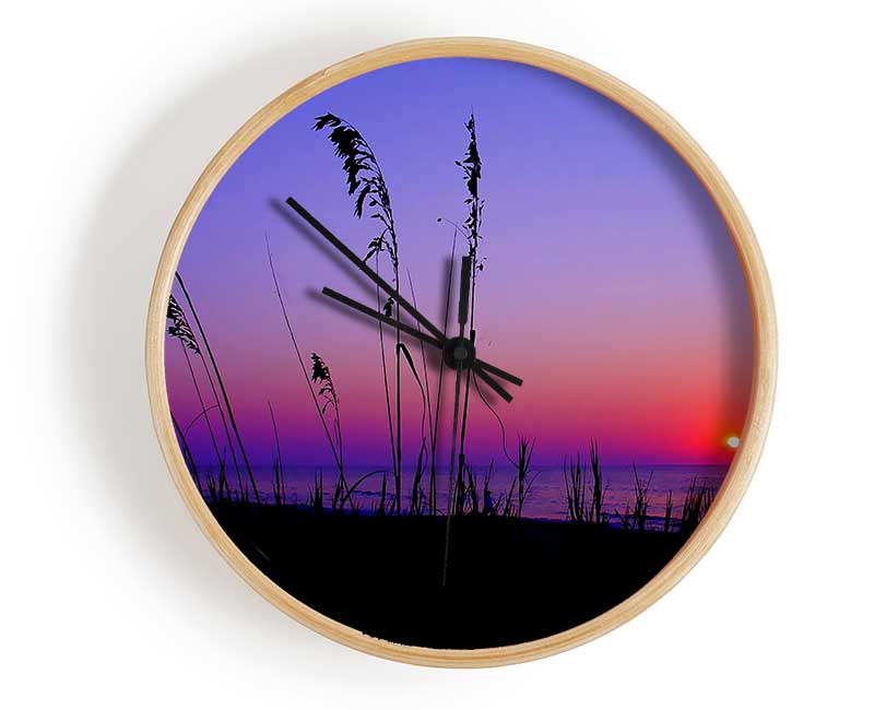 Red Sunset Over The Purple Lake Clock - Wallart-Direct UK