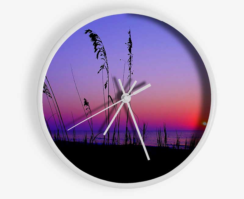 Red Sunset Over The Purple Lake Clock - Wallart-Direct UK