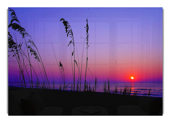 Red Sunset Over The Purple Lake