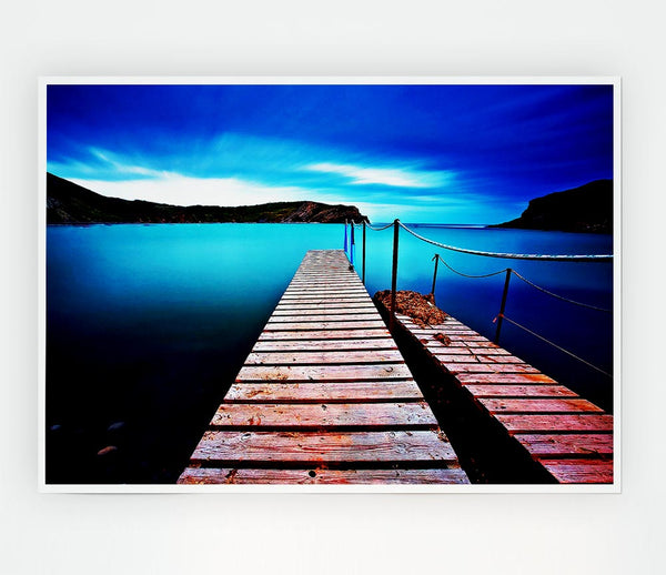 Tranquil Boardwalk Lake Print Poster Wall Art