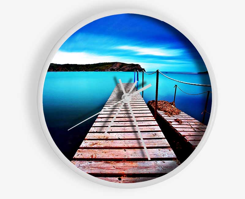 Tranquil Boardwalk Lake Clock - Wallart-Direct UK