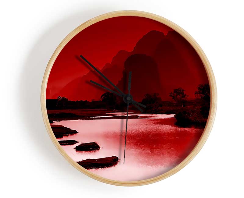 Red Paradise Island Clock - Wallart-Direct UK