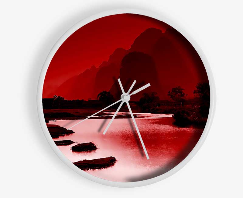 Red Paradise Island Clock - Wallart-Direct UK