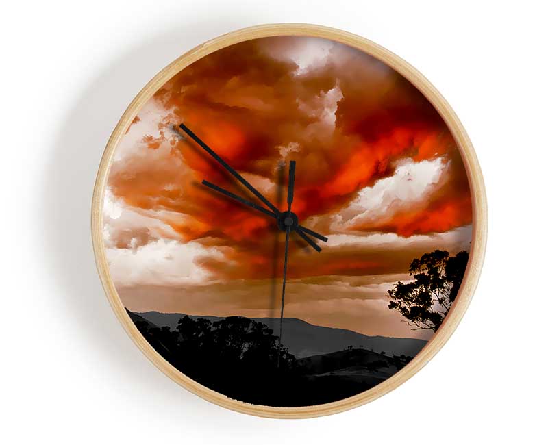 Lava Sky Mountains Clock - Wallart-Direct UK