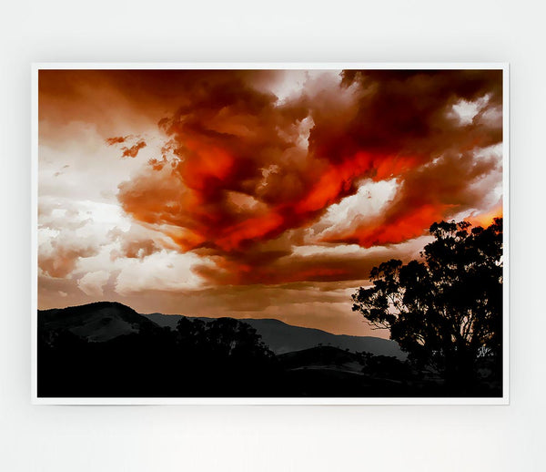 Lava Sky Mountains Print Poster Wall Art