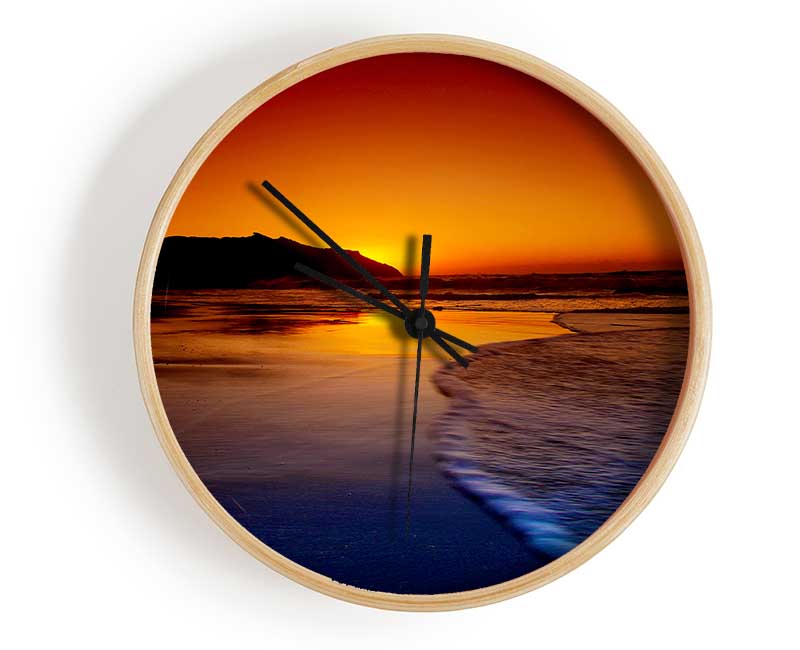 Red Ocean Dusk Clock - Wallart-Direct UK