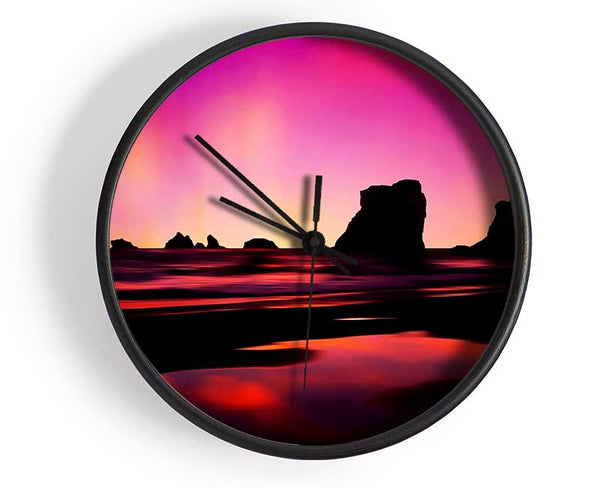 Northern Light Ocean Pink Clock - Wallart-Direct UK