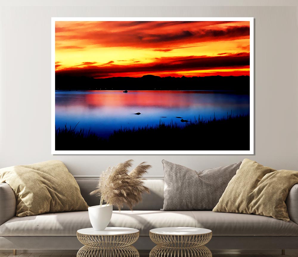 Tranquil Lake Verge Print Poster Wall Art