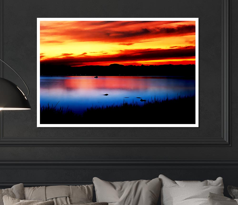 Tranquil Lake Verge Print Poster Wall Art