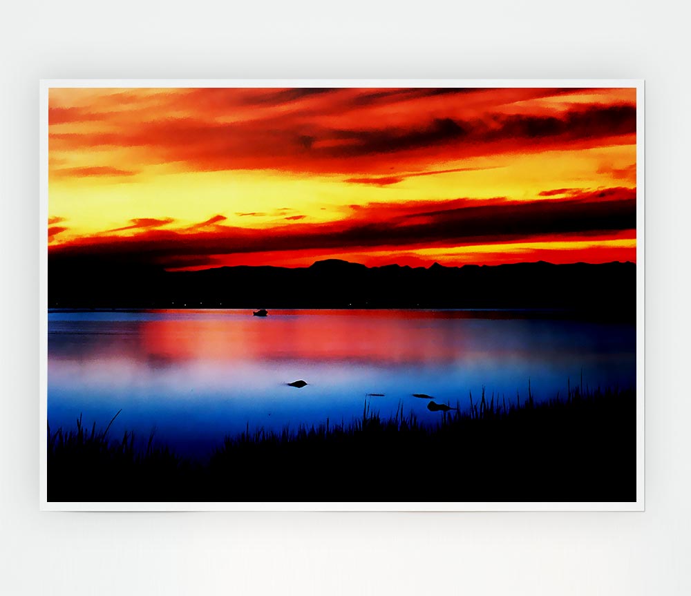 Tranquil Lake Verge Print Poster Wall Art