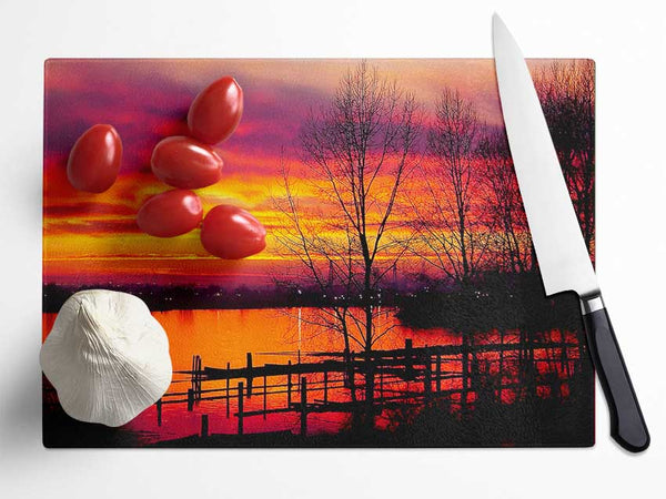 Red Lake Calm Glass Chopping Board