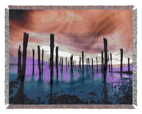 Purple Oceans Pink Skies Woven Blanket