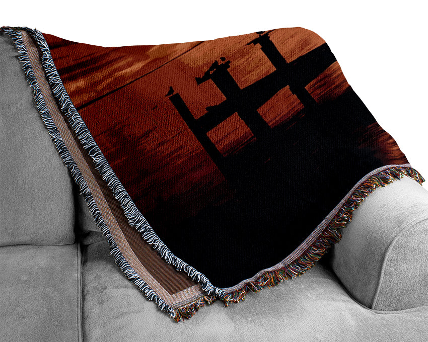 Pier Fire Sky Woven Blanket