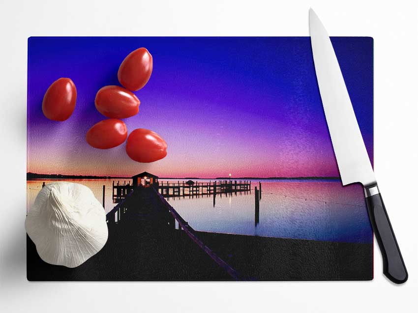 Purple Pier Ocean Glass Chopping Board