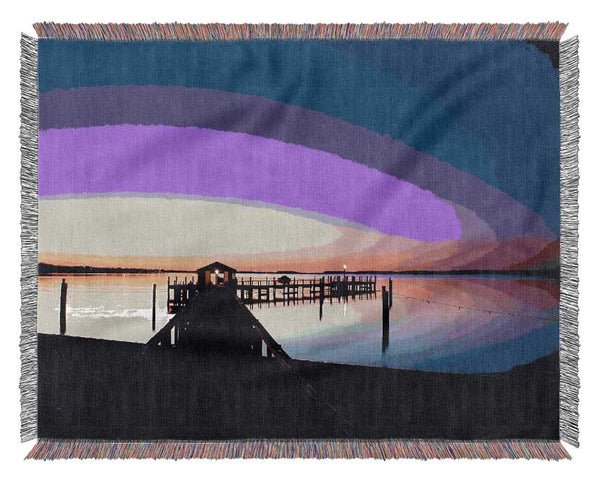 Purple Pier Ocean Woven Blanket