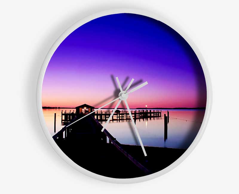 Purple Pier Ocean Clock - Wallart-Direct UK