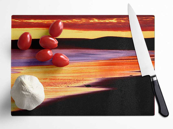 Peach Paradise Ocean Glass Chopping Board