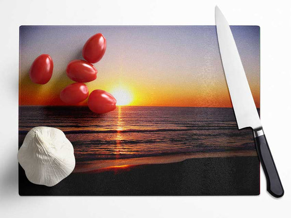 Sunrays Over Ocean Glass Chopping Board