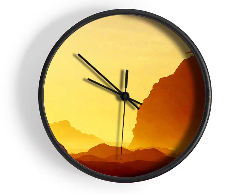 Yellow Ocean Mist Clock - Wallart-Direct UK