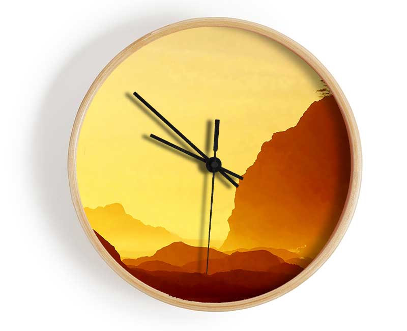 Yellow Ocean Mist Clock - Wallart-Direct UK