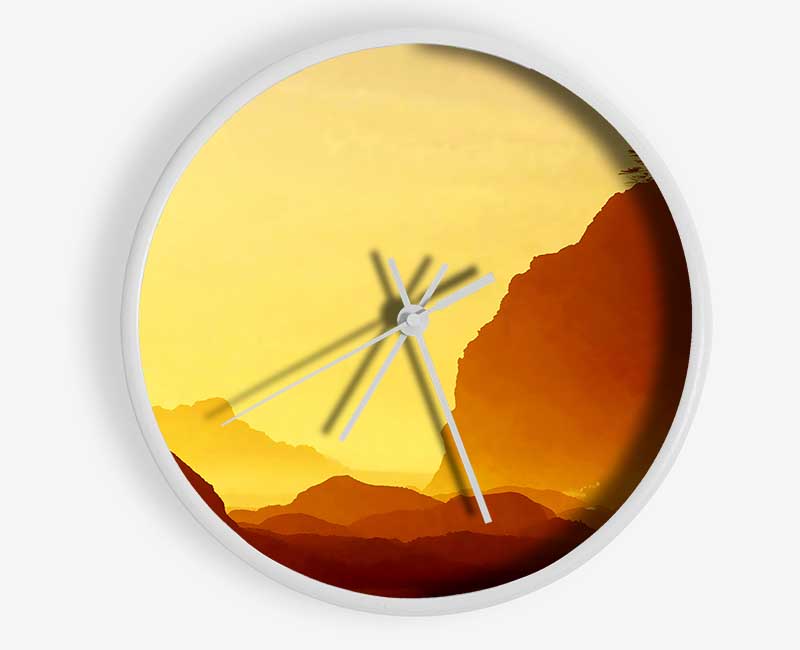 Yellow Ocean Mist Clock - Wallart-Direct UK