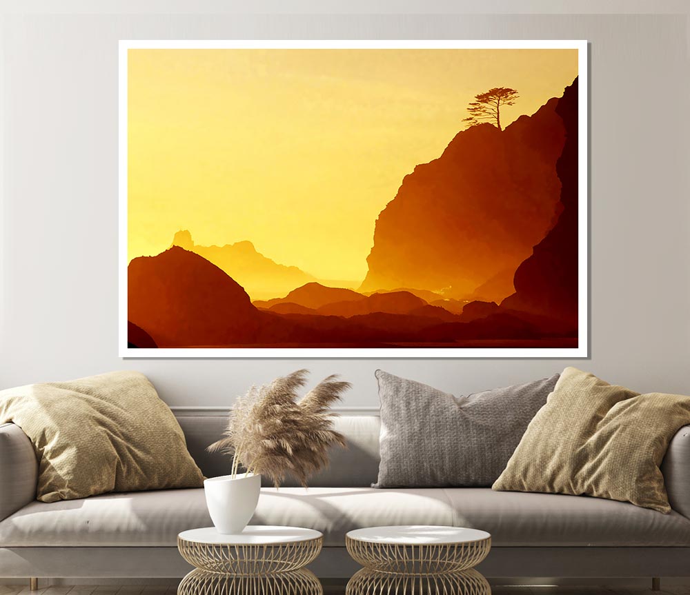 Yellow Ocean Mist Print Poster Wall Art