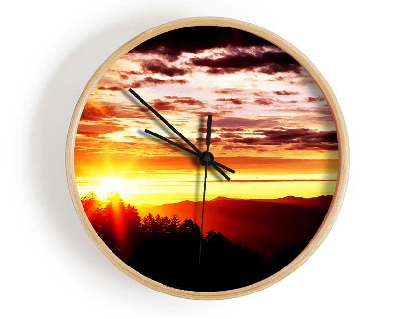 Sunrise Over Treeline Clock - Wallart-Direct UK