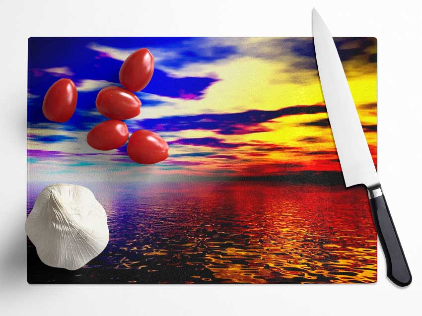 Rainbow Beach Ocean Glass Chopping Board