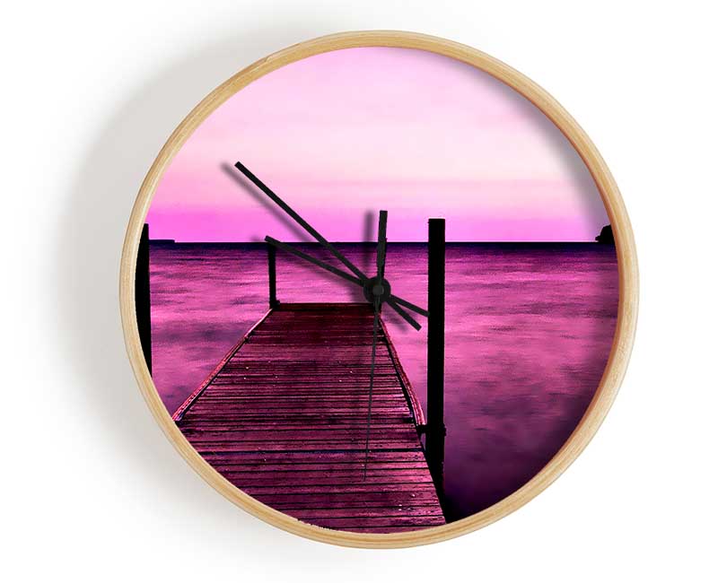 Pink Pier Paradise Clock - Wallart-Direct UK