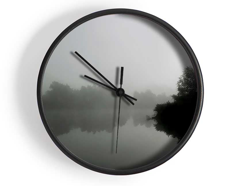 Misty Moonlit River B n W Clock - Wallart-Direct UK