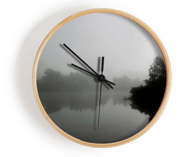 Misty Moonlit River B n W Clock - Wallart-Direct UK