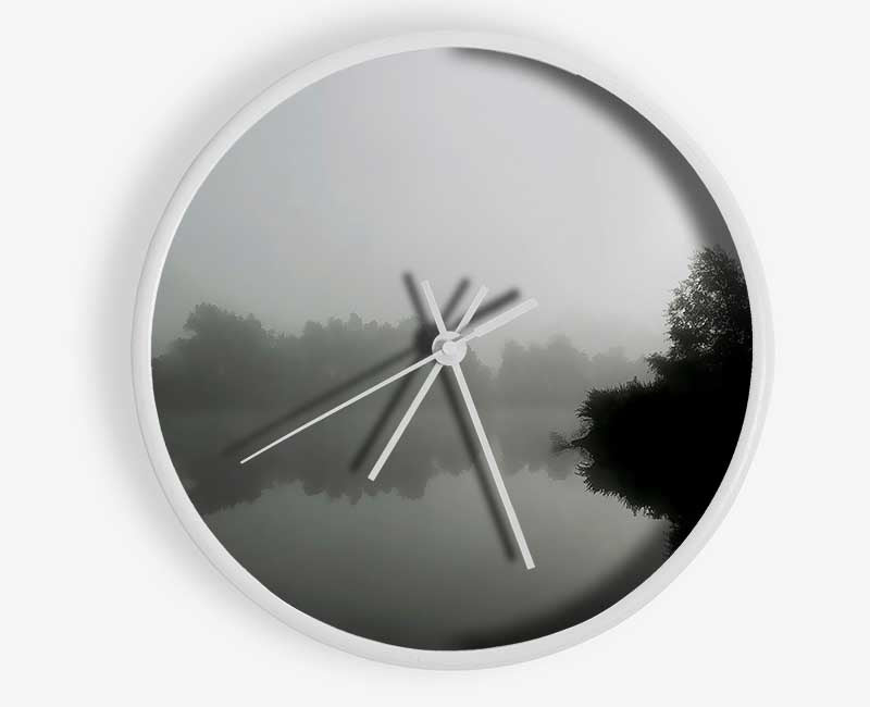 Misty Moonlit River B n W Clock - Wallart-Direct UK