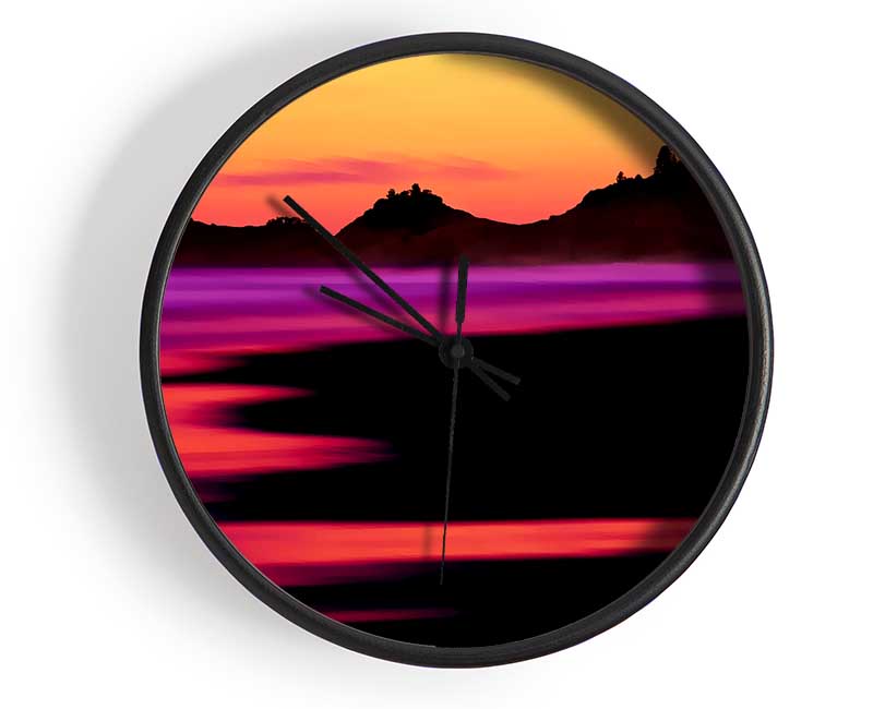 Surreal Red Ocean Nights Clock - Wallart-Direct UK