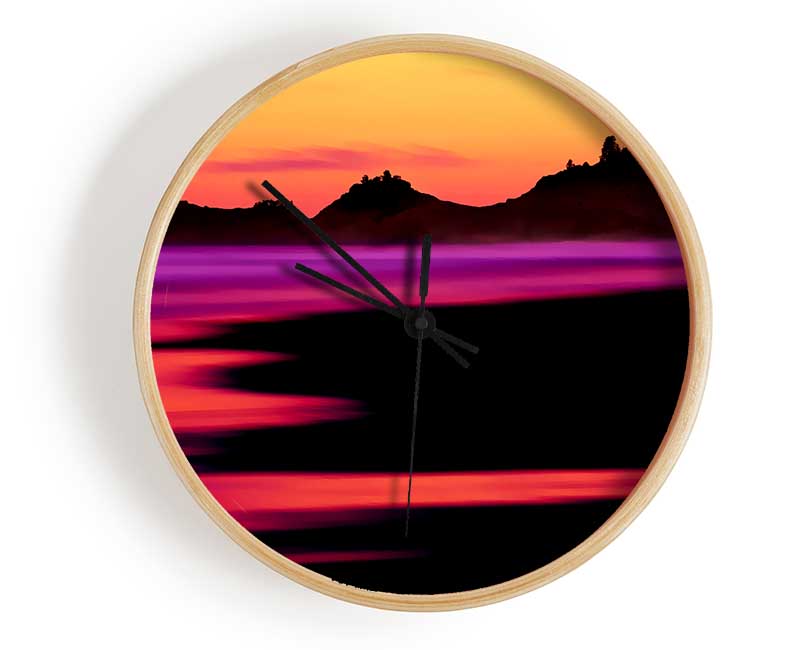 Surreal Red Ocean Nights Clock - Wallart-Direct UK