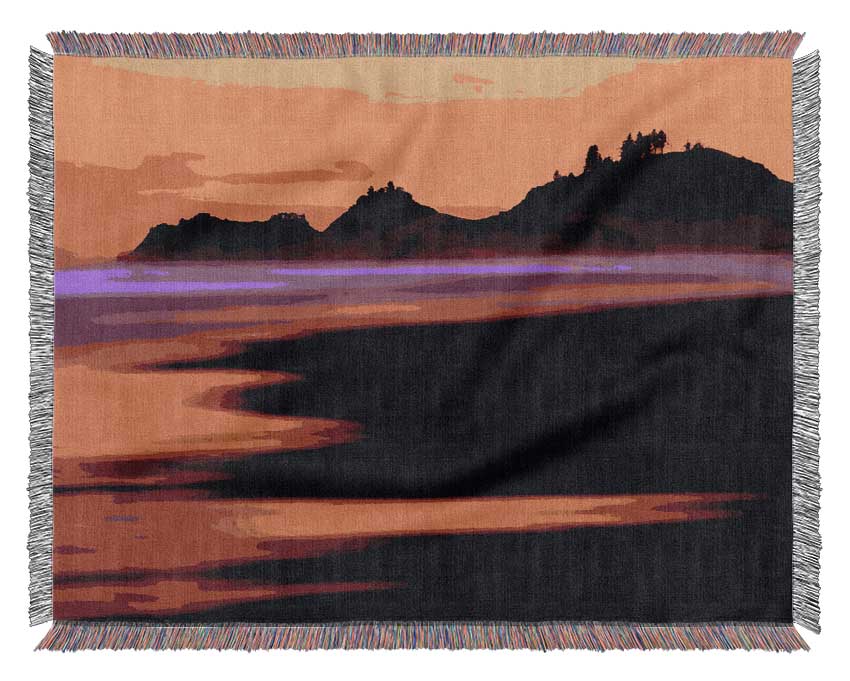 Surreal Red Ocean Nights Woven Blanket