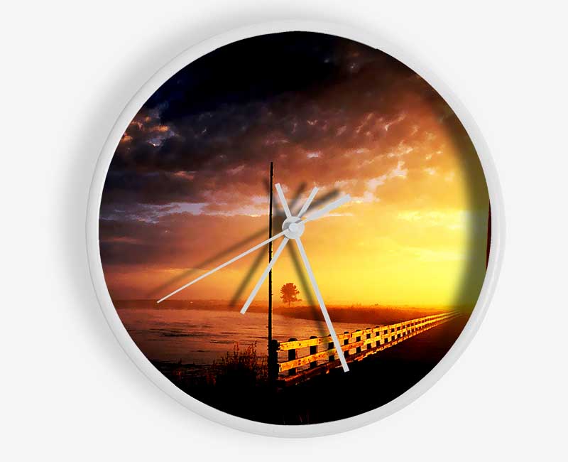 Pier Of The Blazing Sun Clock - Wallart-Direct UK