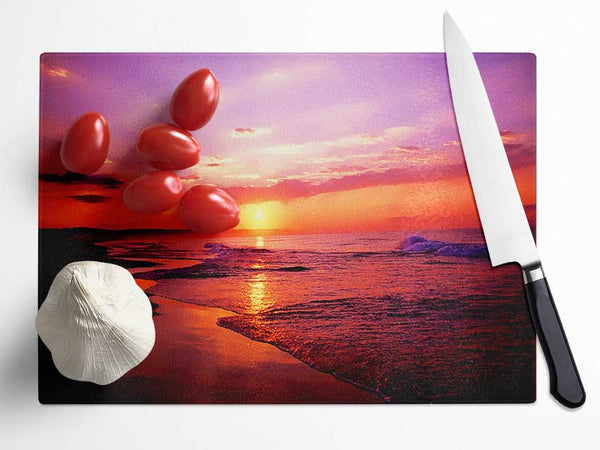 Australian Sunset Glass Chopping Board