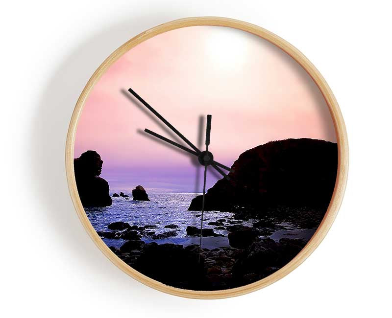 Peach Rock Sunset Clock - Wallart-Direct UK