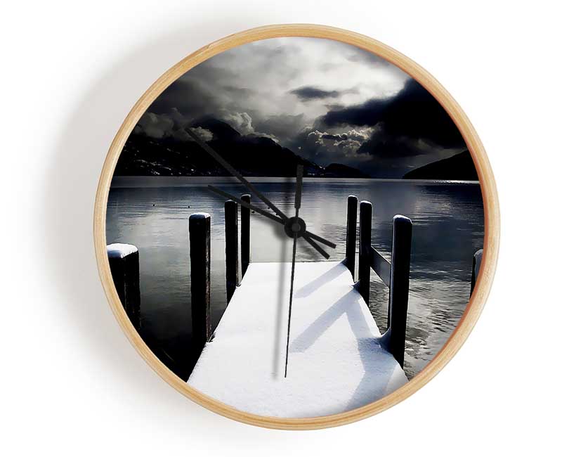 Tranquil Mountain View Lake Side Clock - Wallart-Direct UK