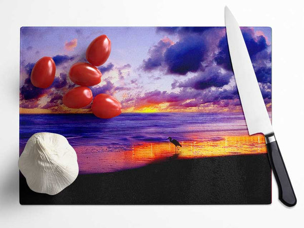 Blazing Ocean Sunset Glass Chopping Board